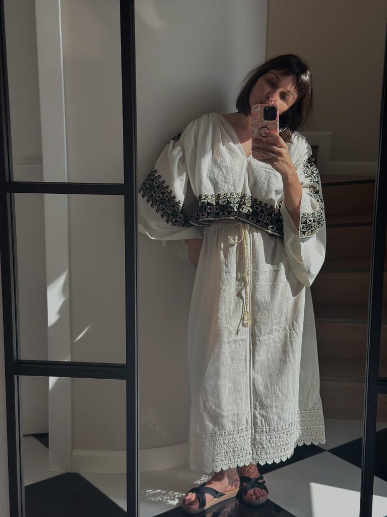 Andreea wearing upcycled traditional blouse II